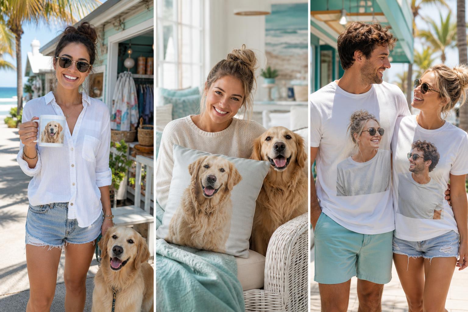 Custom photo pillows featuring a favorite pet